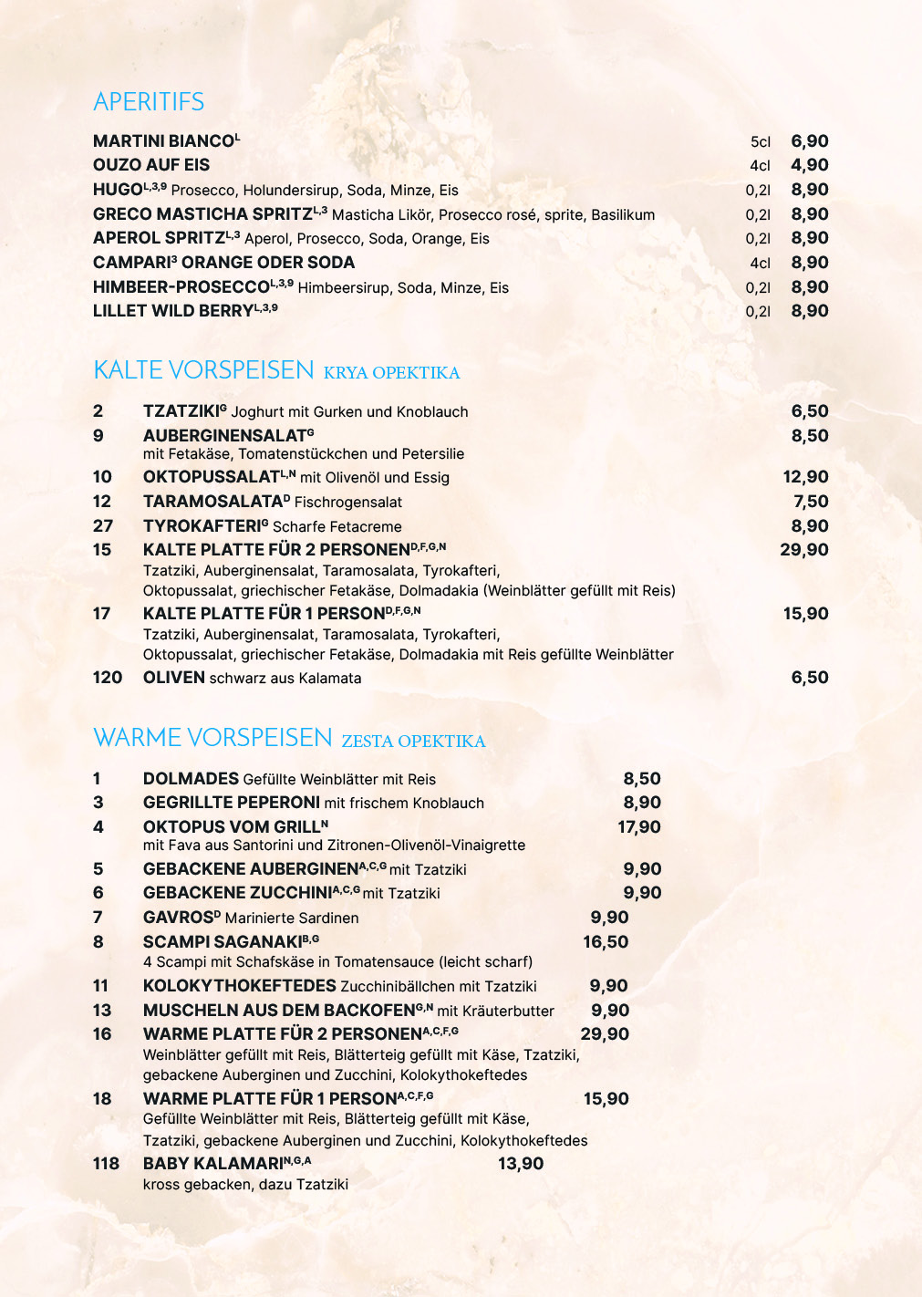 Griechische Taverna Waldesruh Speisekarte 2